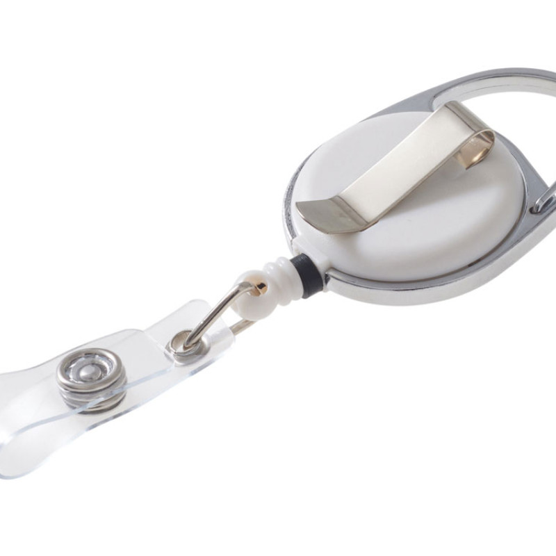 Бейдж с рулеткой-карабин "Favor", синий