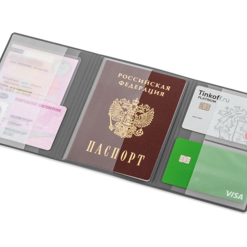 Обложка на магнитах для автодокументов и паспорта "Favor", голубая