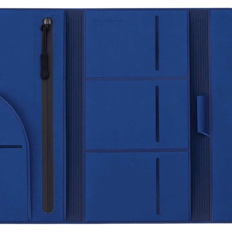 Органайзер для документов на кнопке с отделением для купюр и ручки, упаковка в индивидуальный пакет, синий/темно-синий