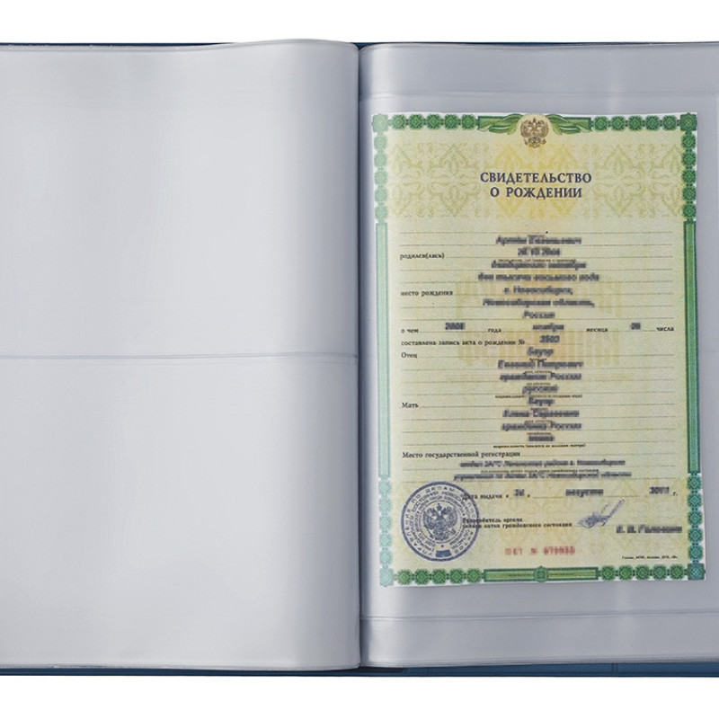 Органайзер Favor 2.0 для семейных документов на 4 комплекта документов, формат А4, синий