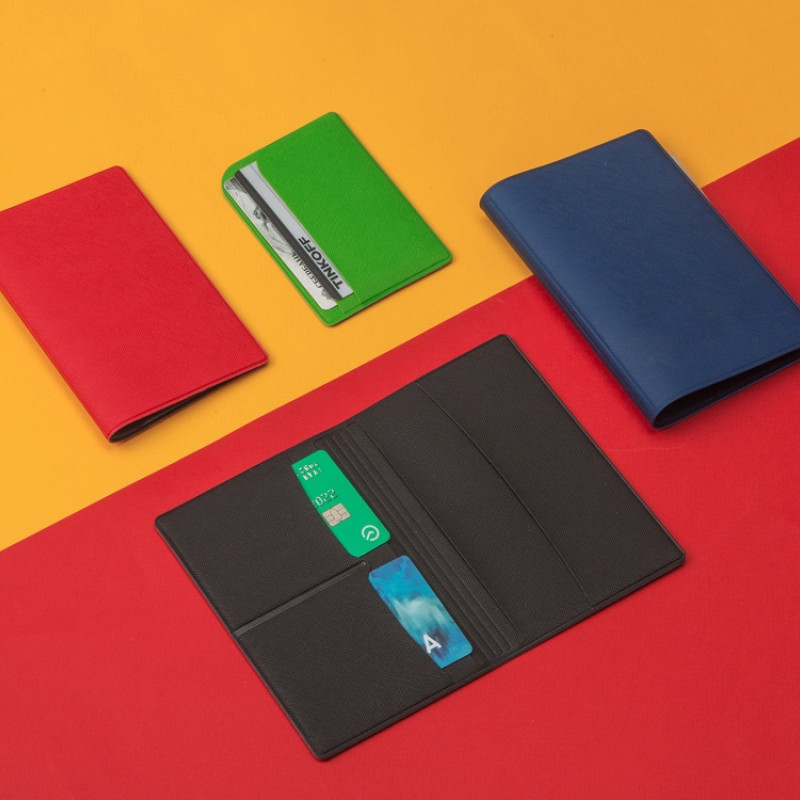 Обложка для паспорта с RFID защитой отделений для пластиковых карт "Favor", красная/серая