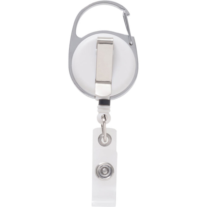 Бейдж с рулеткой-карабин "Favor", белый