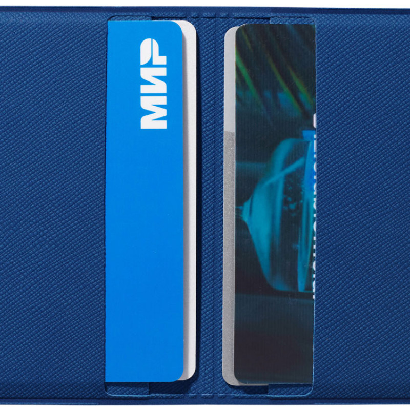 Футляр-книжка на 4-е карты с RFID "Favor", синий