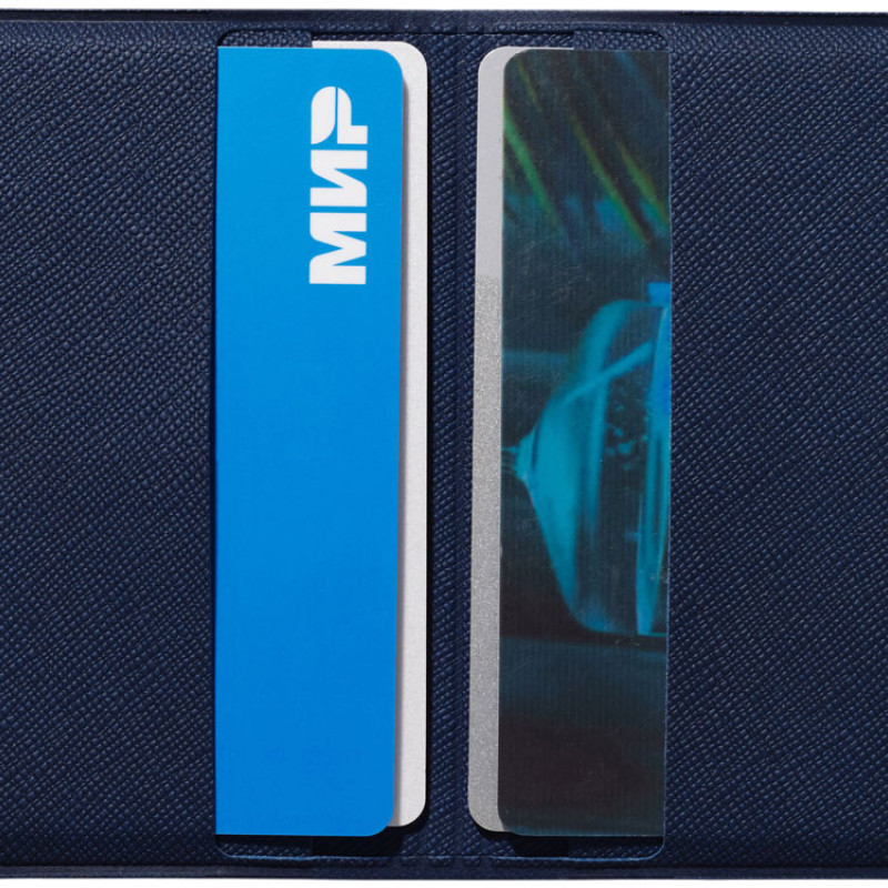 Футляр-книжка на 4-е карты с RFID "Favor", темно-синий