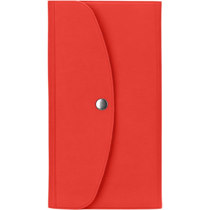 Органайзер для документов на кнопке с отделением для купюр и ручки, упаковка в индивидуальный пакет, красный/серый