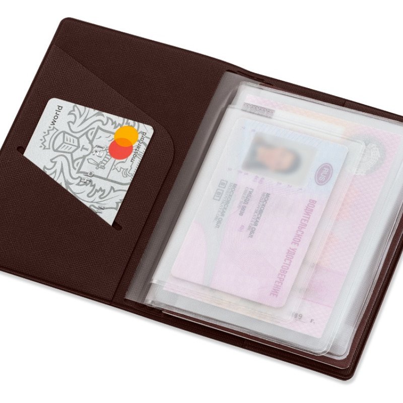 Классическая обложка для автодокументов "Favor", коричневая