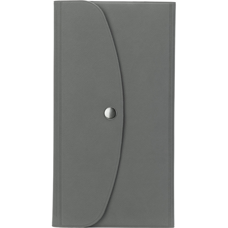 Органайзер для документов на кнопке с отделением для купюр и ручки, упаковка в индивидуальный пакет, серый