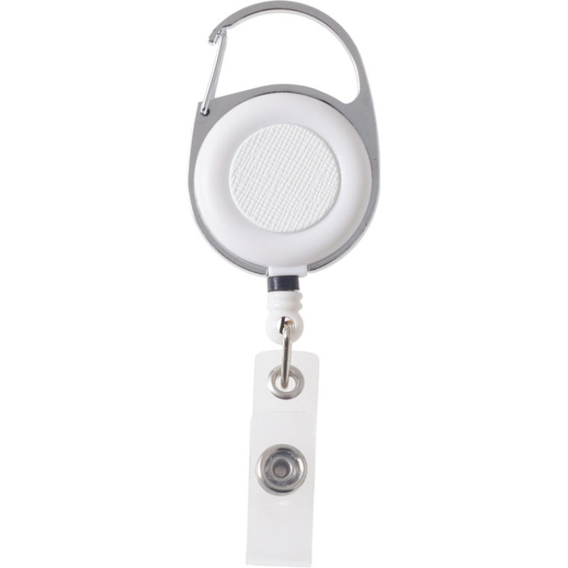 Бейдж с рулеткой-карабин "Favor", белый