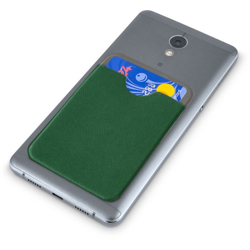 Чехол-картхолдер Favor на клеевой основе на телефон для пластиковых карт и и карт доступа, темно-зеленый