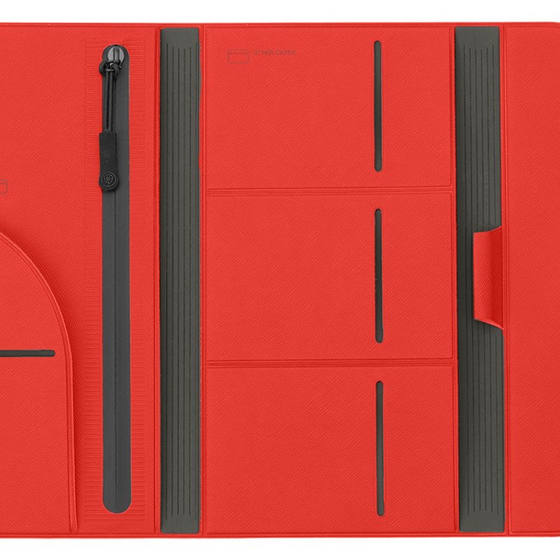 Органайзер для документов на кнопке с отделением для купюр и ручки, упаковка в индивидуальный пакет, красный/серый