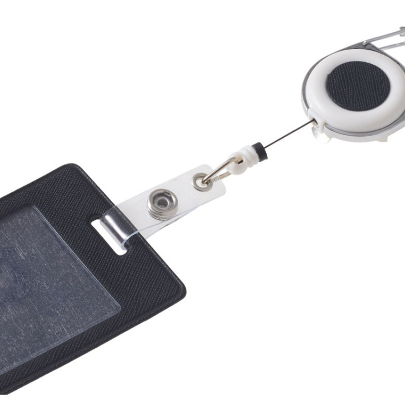 Бейдж с рулеткой-карабин "Favor", черный