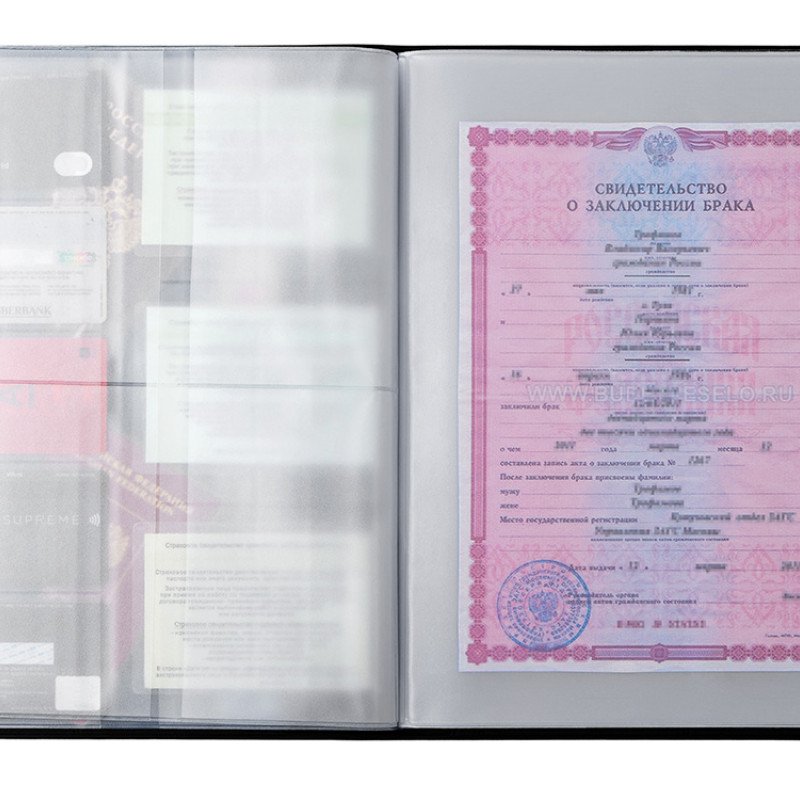 Органайзер Favor 2.0 для семейных документов на 4 комплекта документов, формат А4, черный