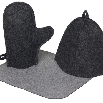 Банный набор из шапки, рукавицы и коврика "Calm", серый