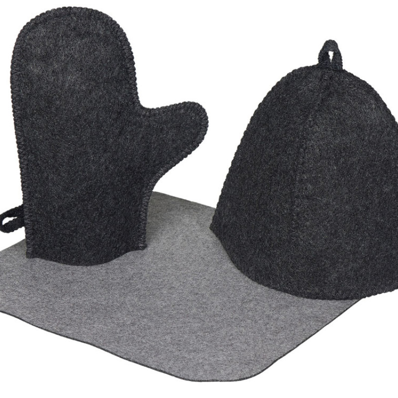 Банный набор из шапки, рукавицы и коврика "Calm", серый