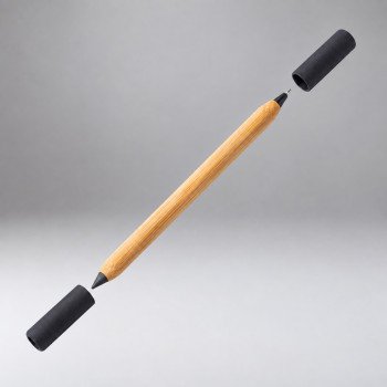 Вечный карандаш и ручка из бамбука "Black bamboo", натуральный и черный