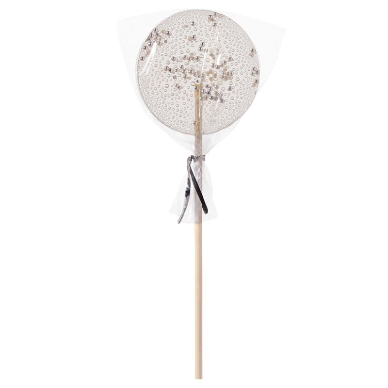 Леденец "Круг" прозрачный из изомальта с серебристой посыпкой, 30 гр.