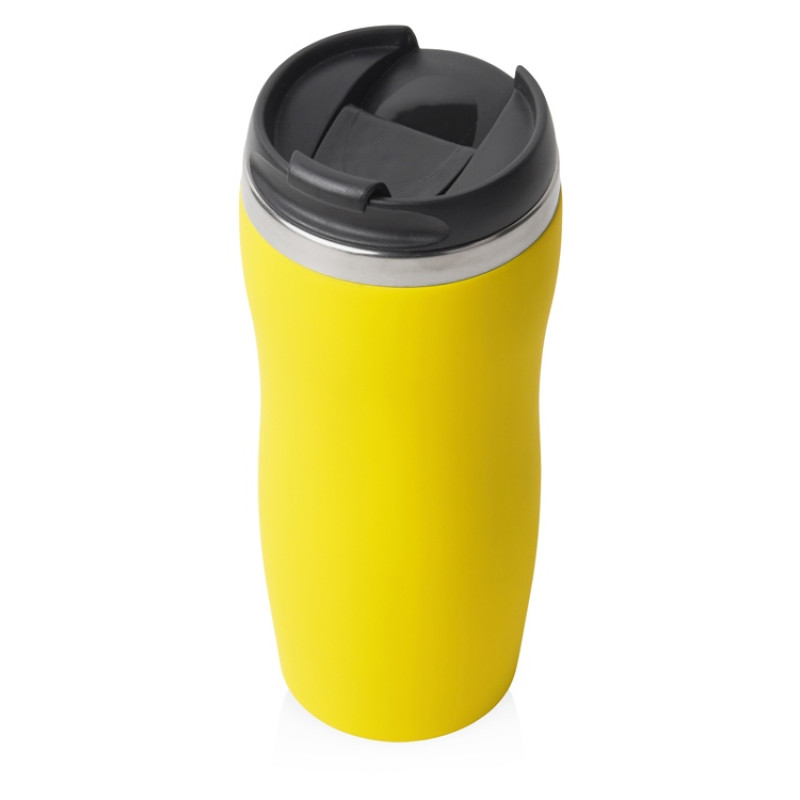 Термокружка "Double wall mug C1", soft touch, 350 мл, желтый