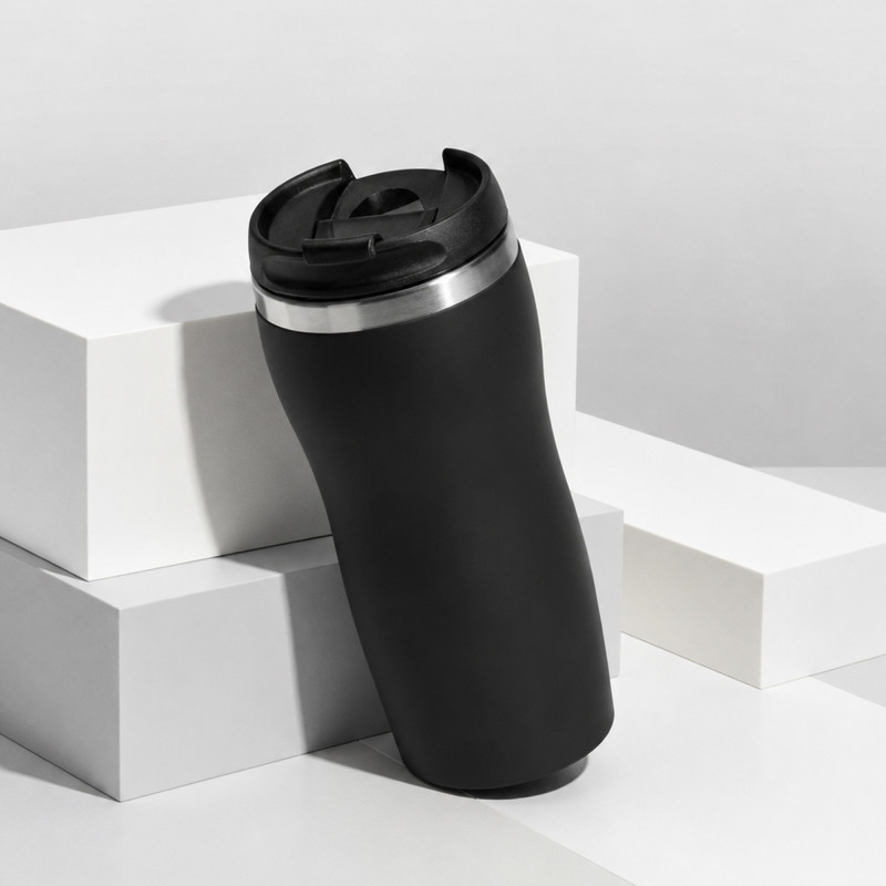 Термокружка "Double wall mug C1", soft touch, 350 мл, черный Термокружка "Double wall mug C1", soft touch, 350 мл, черный