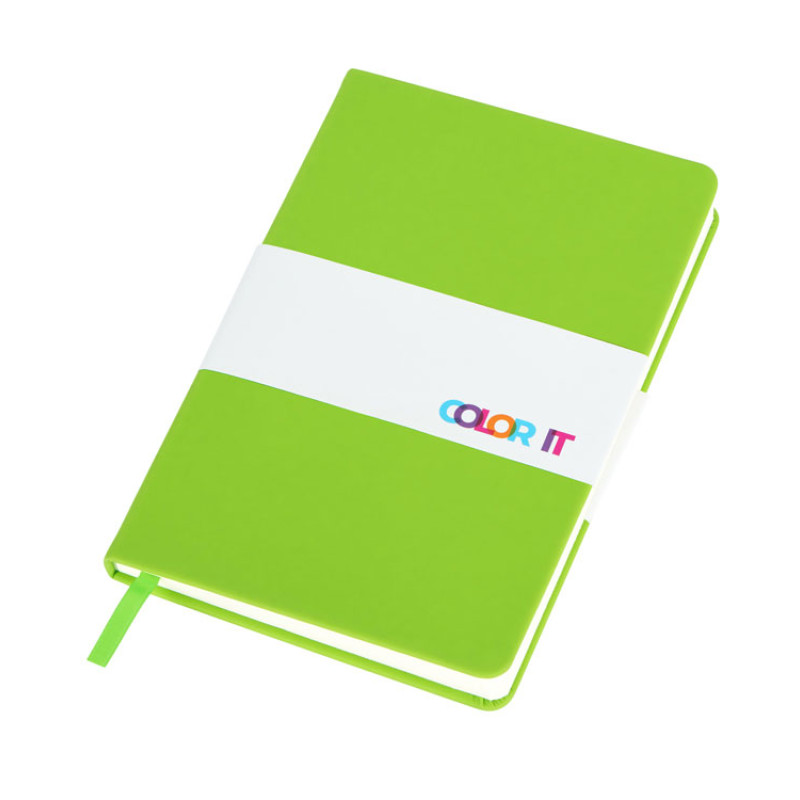 Бизнес-блокнот C2 софт-тач, твердая обложка, 128 листов, зеленое яблоко