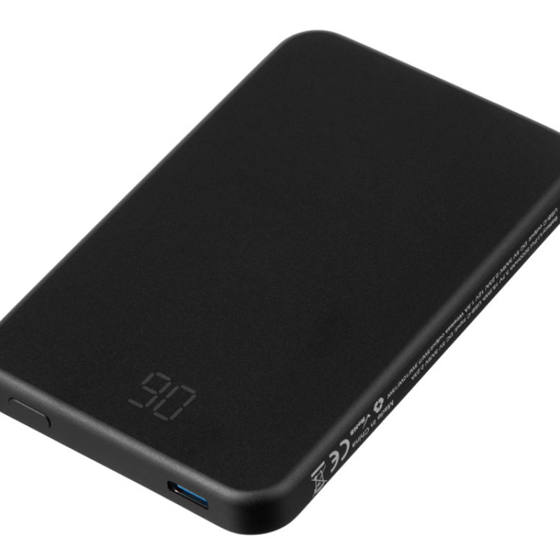 Магнитный беспроводной внешний аккумулятор "Razor", 5000 mAh, металл, черный (Р)