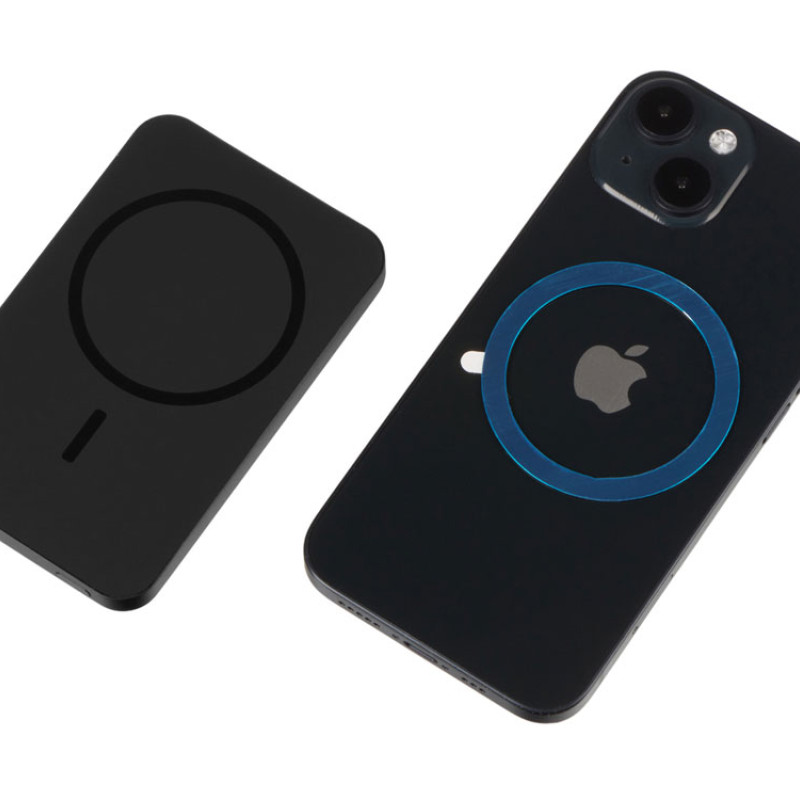 Магнитный беспроводной внешний аккумулятор "Razor", 5000 mAh, металл, черный (Р)