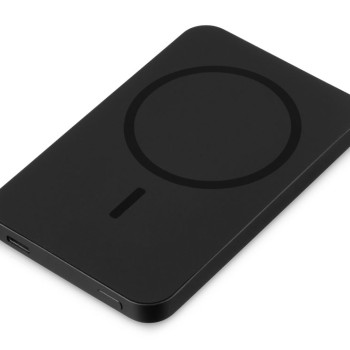 Магнитный беспроводной внешний аккумулятор "Razor", 5000 mAh, металл, черный