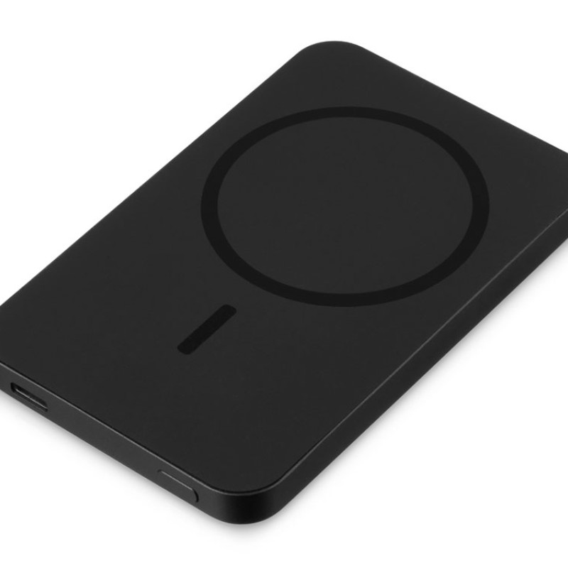 Магнитный беспроводной внешний аккумулятор "Razor", 5000 mAh, металл, черный
