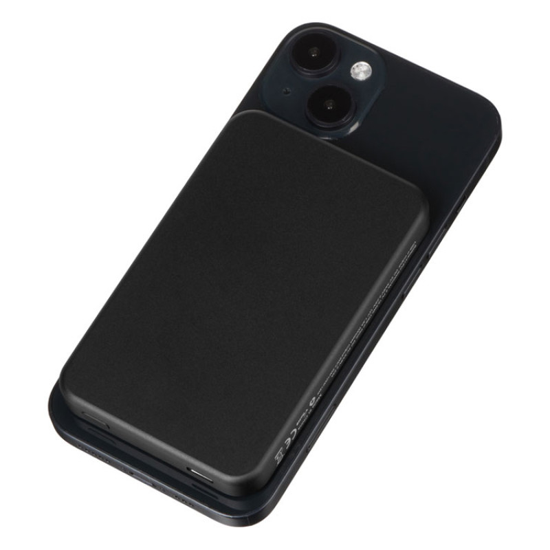 Магнитный беспроводной внешний аккумулятор "Razor", 5000 mAh, металл, черный (Р)