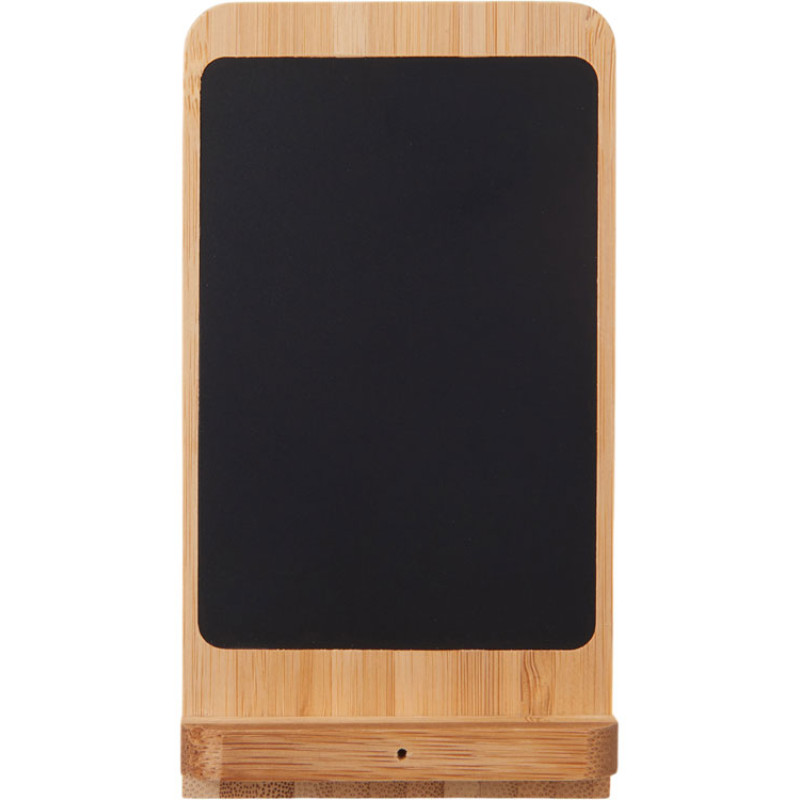 Беспроводное зарядное устройство 2-в-1 с подсветкой лого «Reedia S4», 15 Вт, бамбук, черный