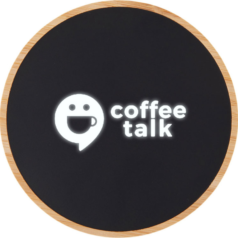 Беспроводное зарядное устройство с подсветкой лого «Reedia S3», 15 Вт, бамбук, черный