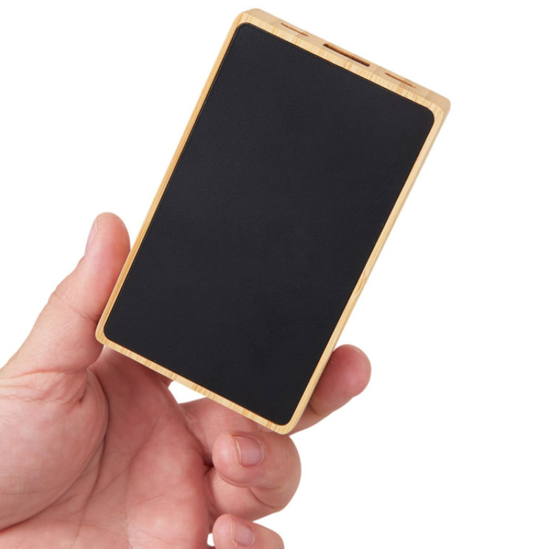 Внешний аккумулятор с подсветкой лого «Reedia S2», 5000 mAh, бамбук, черный