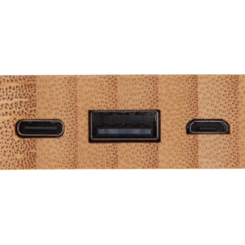 Внешний аккумулятор с подсветкой лого «Reedia S2», 5000 mAh, бамбук, черный