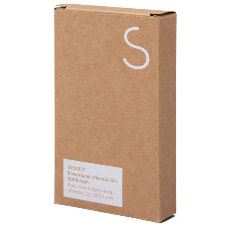 Внешний аккумулятор с подсветкой лого «Reedia S2», 5000 mAh, бамбук, черный