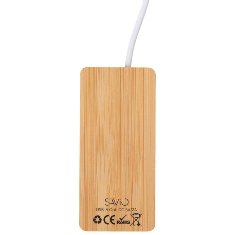 USB хаб с подсветкой лого «Reedia S5», 3*USB, 1*Type C, бамбук, черный