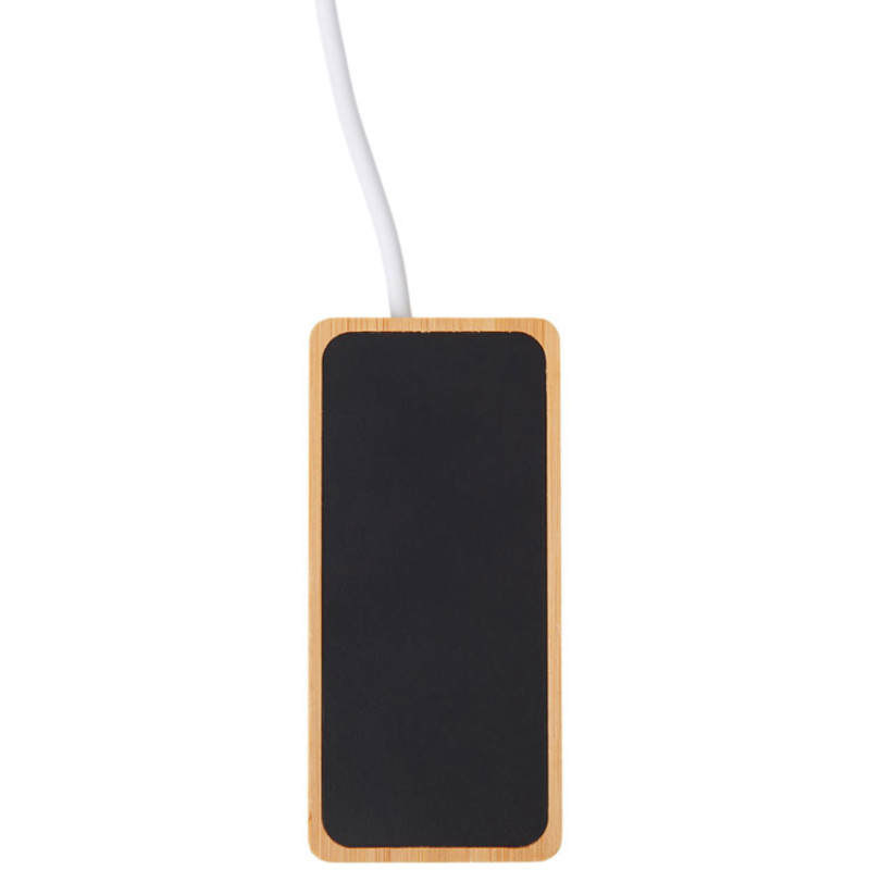 USB хаб с подсветкой лого «Reedia S5», 3*USB, 1*Type C, бамбук, черный