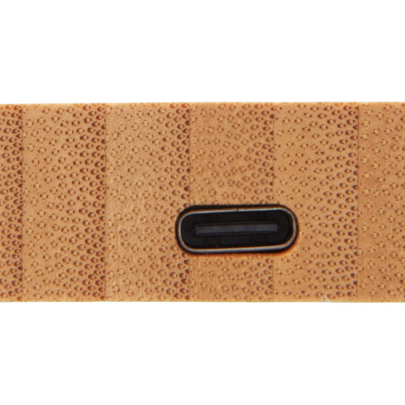 USB хаб с подсветкой лого «Reedia S5», 3*USB, 1*Type C, бамбук, черный