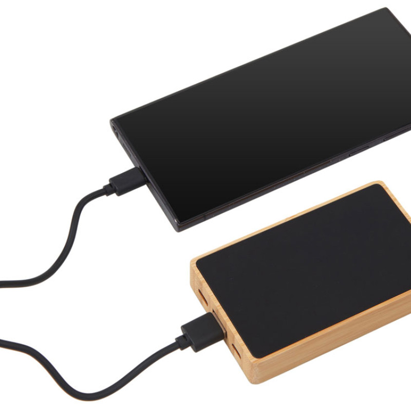 Внешний аккумулятор с подсветкой лого «Reedia S2», 5000 mAh, бамбук, черный