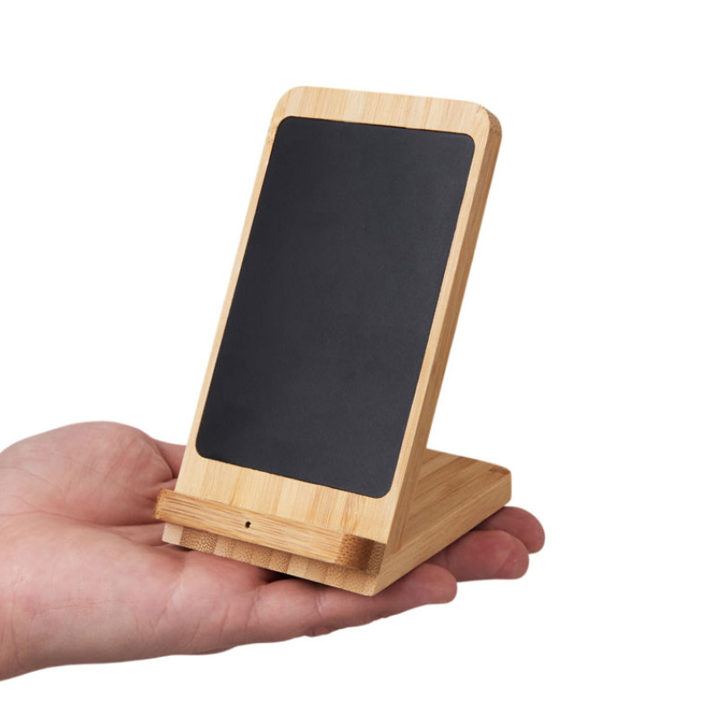 Беспроводное зарядное устройство 2-в-1 с подсветкой лого «Reedia S4», 15 Вт, бамбук, черный