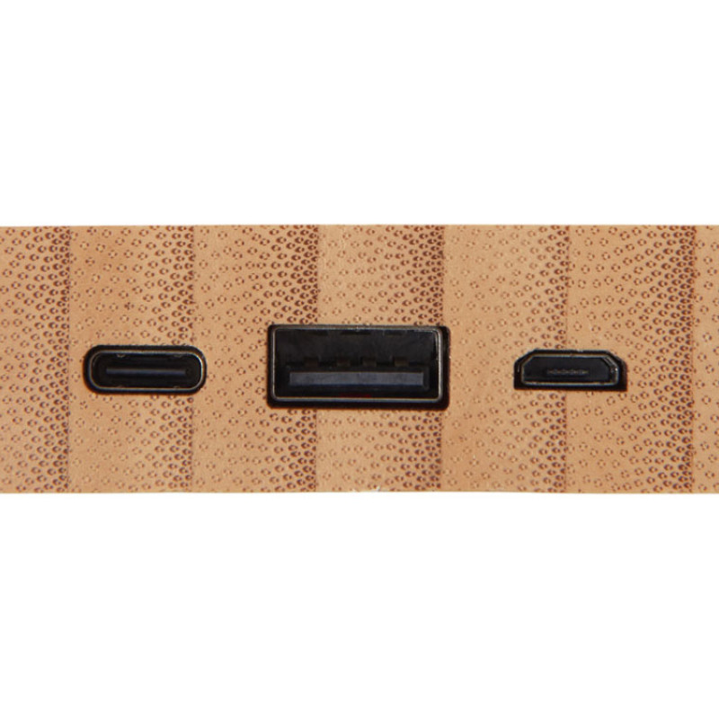 Внешний аккумулятор с подсветкой лого и солнечной панелью «Reedia S1», 10000 mAh, бамбук, черный