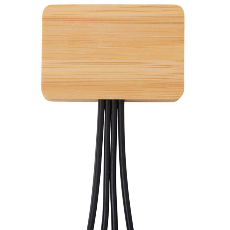 Кабель 3-в-1 с подсветкой лого «Reedia S6», бамбук, черный Кабель 3-в-1 с подсветкой лого «Reedia S6», бамбук, черный