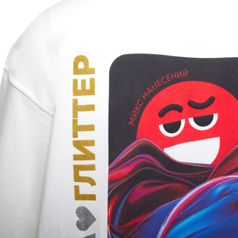 Худи оверсайз «Alpha.01» унисекс, молочный, все виды нанесения на текстиле на одной толстовке