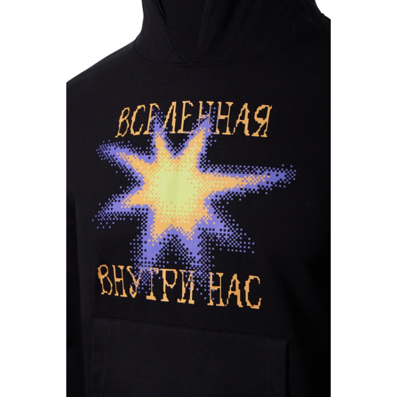 Худи «Warsaw», унисекс, черный, ДТФ текстиль и термотрансфер