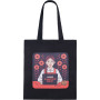 Сумка для шопинга Carryme 140 хлопковая, 140 г/м2, черный с DTF - цифровая вышивка