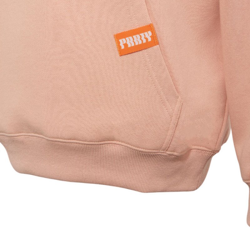 Толстовка с капюшоном оверсайз «Berlin» унисекс, лососевый, ДТФ, бренд тайп и лейбл