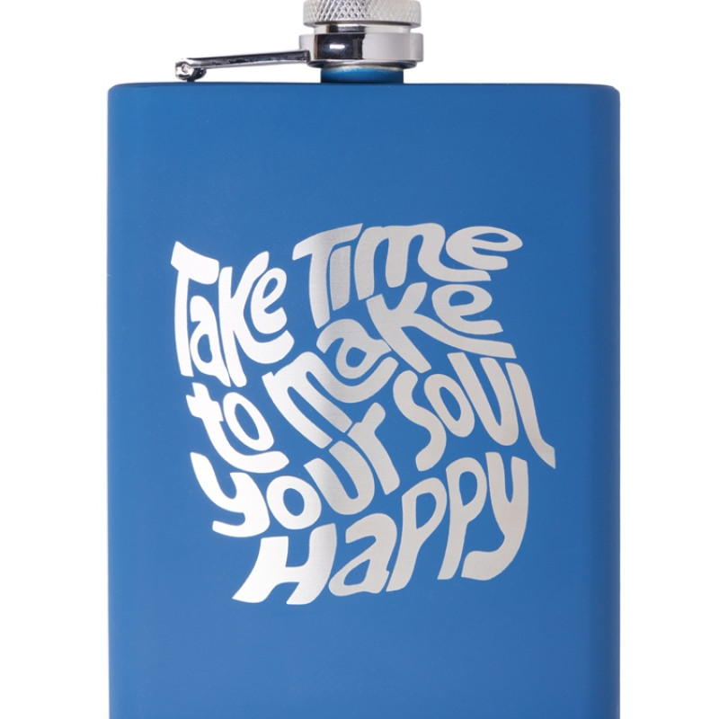 Фляжка 240 мл Remarque soft touch, 304 сталь, синий (гравировка)