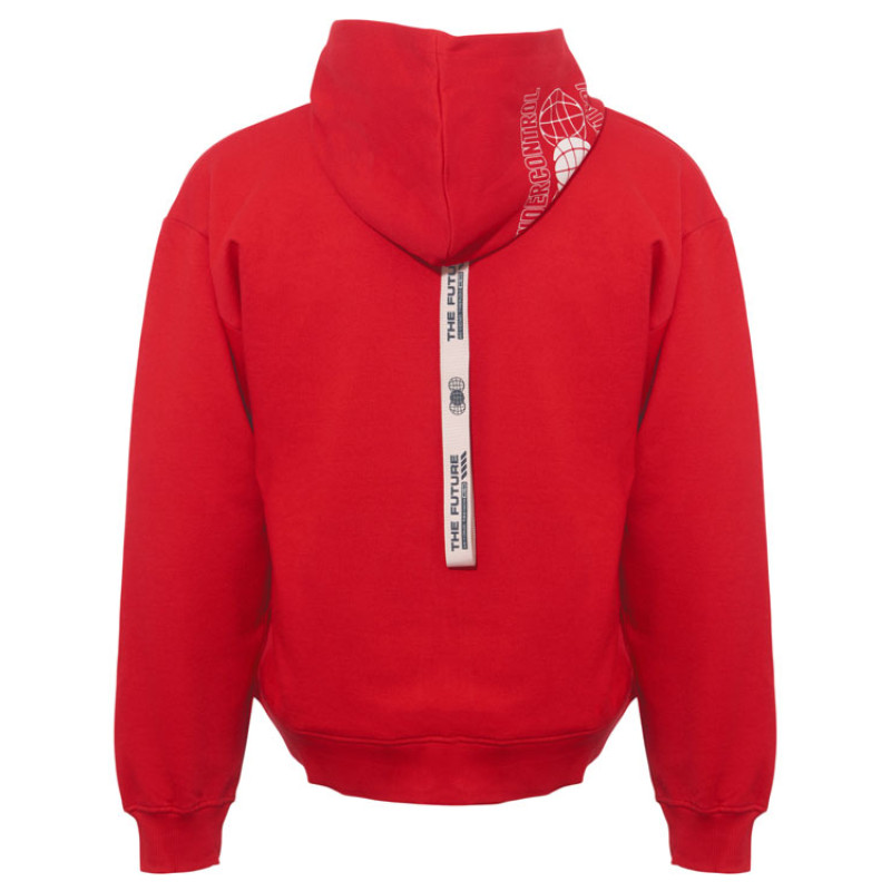 Толстовка оверсайз с капюшоном на молнии «Monaco», красный, лейбл, бренд тайп и термотрансфер Толстовка оверсайз с капюшоном на молнии «Monaco», красный, лейбл, бренд тайп и термотрансфер