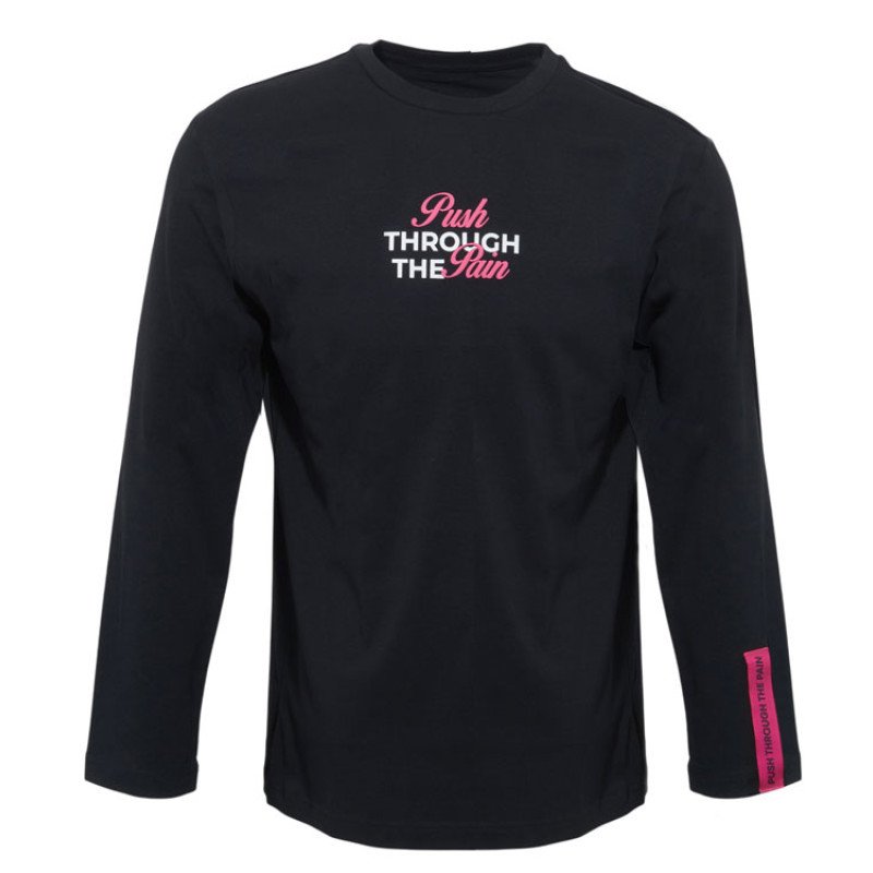 Лонгслив «HD Fit» мужской, черный, трафаретная печать и бренд тайп