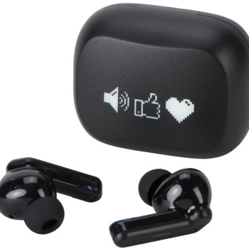 Беспроводные наушники с шумоподавлением c подсветкой лого «Lites», черные (гравировка)