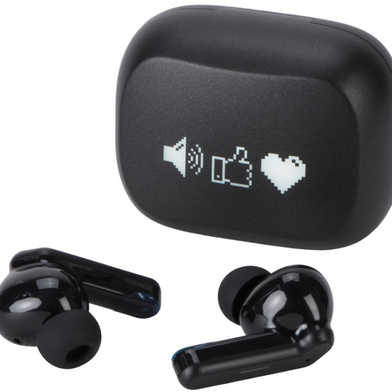 Беспроводные наушники с шумоподавлением c подсветкой лого «Lites», черные (гравировка)