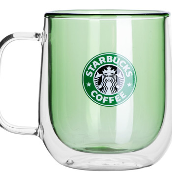 Цветная кружка Ubud с двойными стенками, зеленый (тампопечать)